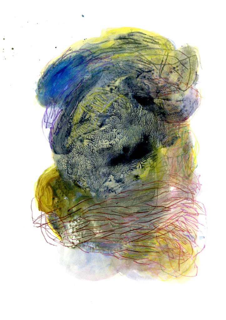 Peinture abstraite, encre de Chine, crayon sur papier, monotypie,  format 29,7 x 42 cm, 2023