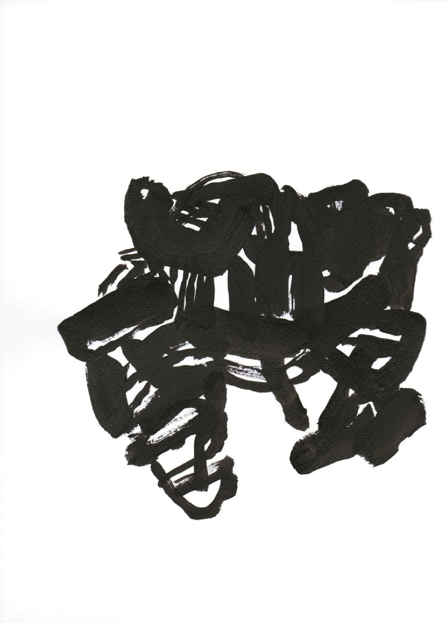 Oeuvre d'art sur papier, encre de Chine